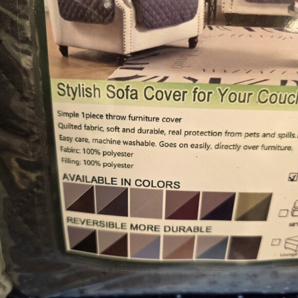 Fandyacke Home Reversible Sofa Cover Grey 68in New - Picture 5 of 5
